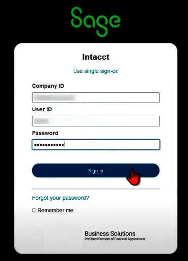 Log In to Sage Intacct