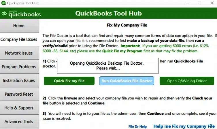 Run QuickBooks file doctor