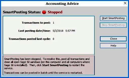 Sage 50 SmartPosting Status