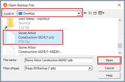 backup file by opening