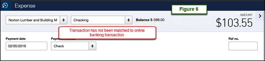 matched to an online banking transaction